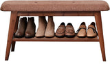 Shoe Rack Bench, Bamboo Entryway Bench, Organizer with 2 Tier Storage, Simple Style