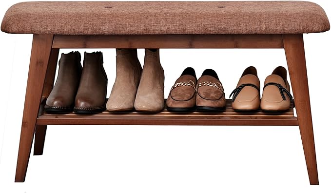 Shoe Rack Bench, Bamboo Entryway Bench
