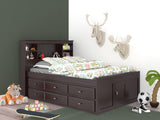 Model 82921K6-22 Full Size Bookcase Bed with Six Drawers in Dark Espresso
