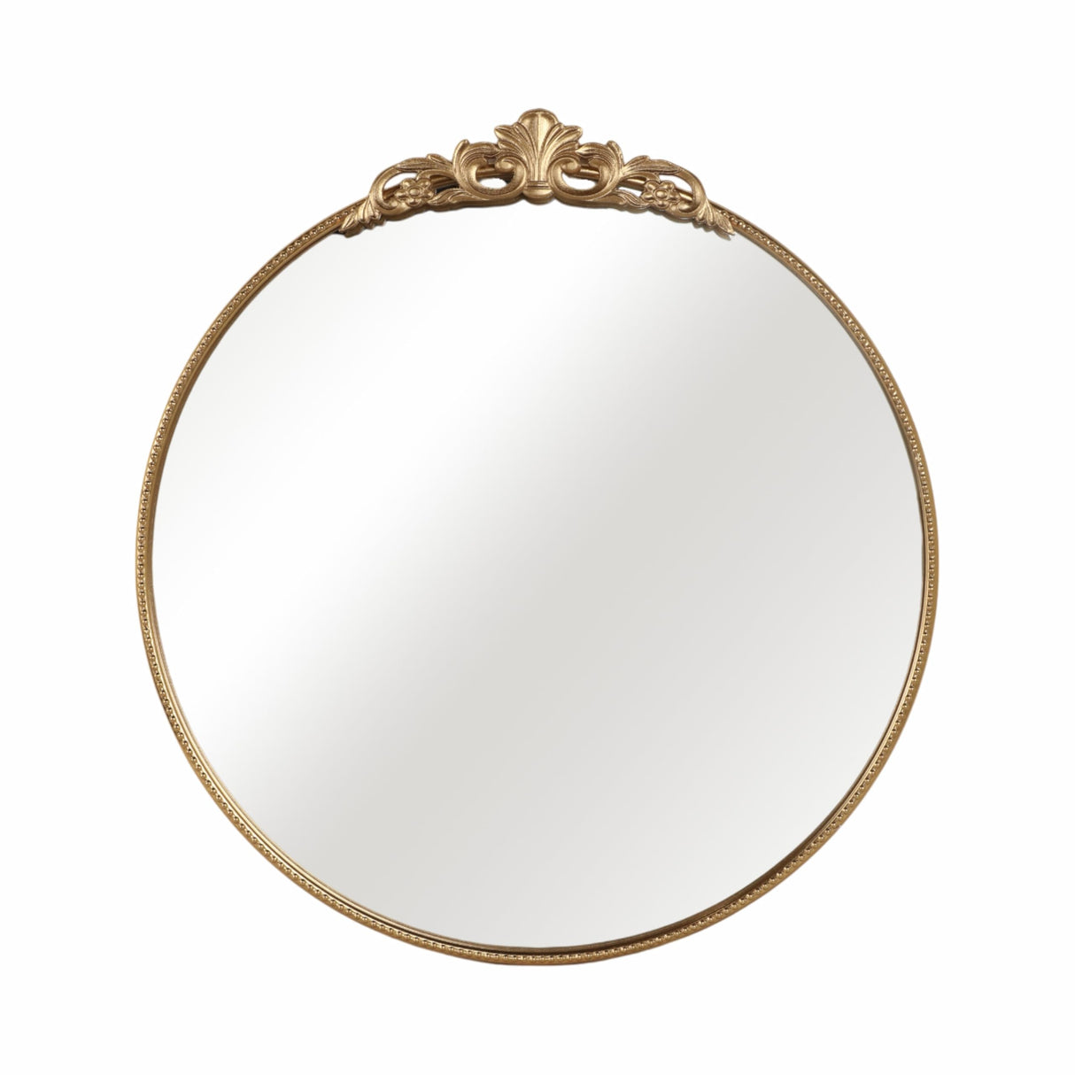36" Fleur Applique Round Mirror in Gold