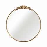 36" Fleur Applique Round Mirror in Gold