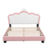 Full Kid Upholstered Day Frame Headboard, Wood Princess Low Platform Bed