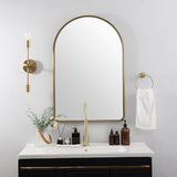 Brushed Nickel Arched Mirror, 24x36’’ Arched Bathroom Mirror, Arch Wall Mirror