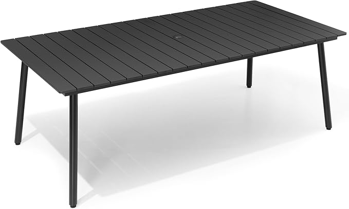 Outdoor Dining Table, 70inch Patio Dining Table with Wooden-Like Top