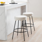 Counter Height Bar Stools Set of 2, Modern Backless Upholstered Bar Stools