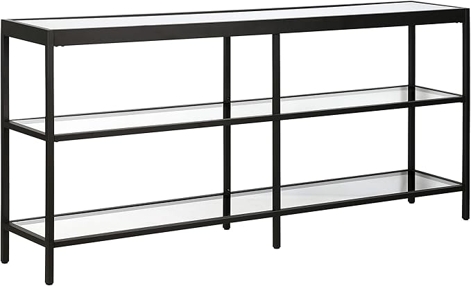 64" Wide Rectangular Console Table in Brass, Entryway Table