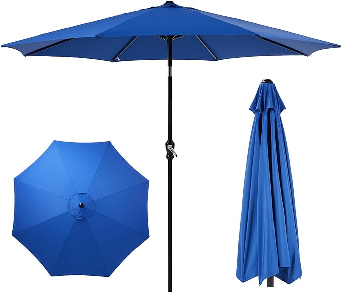 9FT Patio Umbrella with Push Button Tilt and Crank, Outdoor Umbrella