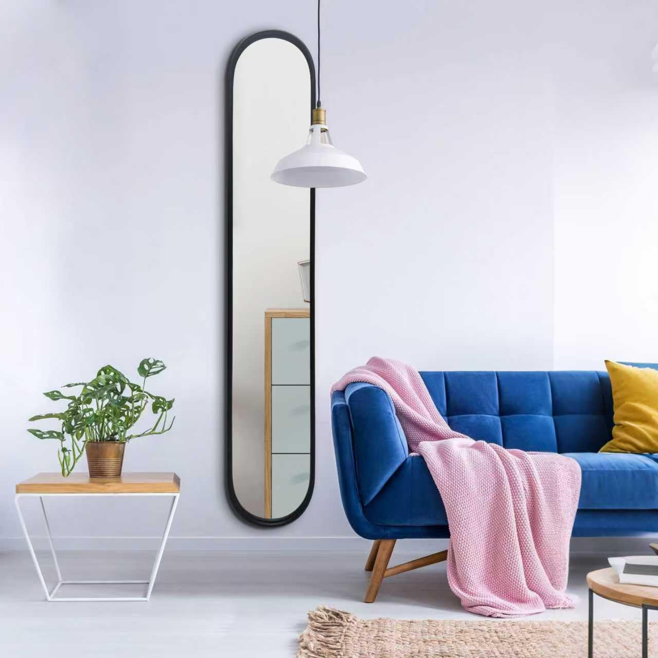 Gold Full Length Oval Mirror with Metal Frame