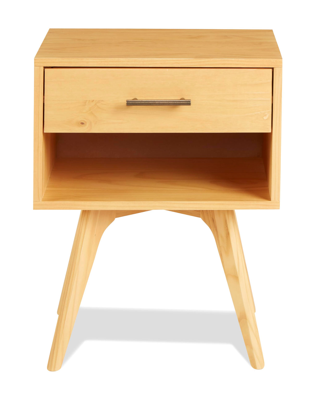 Century Modern One Drawer Nightstand/Constructed of Solid Wood/Oak Finish