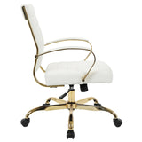 Mid-Back Ergonomic Office Chair - White Leather with Lumbar Support