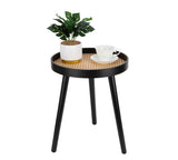 Black Small Accent Table, Modern Boho Bedside Mid-Century Patio Side End Tables