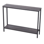 Modern Industrial Sofa Console Table for Living Room, Office (Dark Grey, Double Layer)