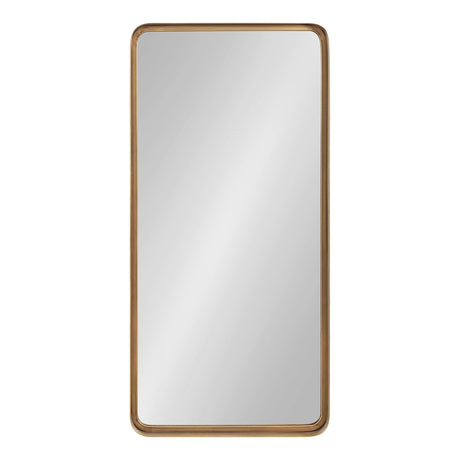 Armenta Modern Soft Rectangle Metal Framed Mirror, 20 x 42, Gol