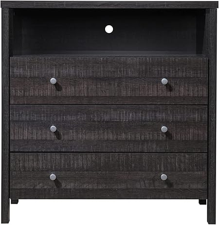 3-Drawer 1-Open Shelf Dresser, Mahogany