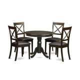 Antique 5 Piece Kitchen Set for 4 Includes a Round Table with Pedestal and 4 Faux Leather