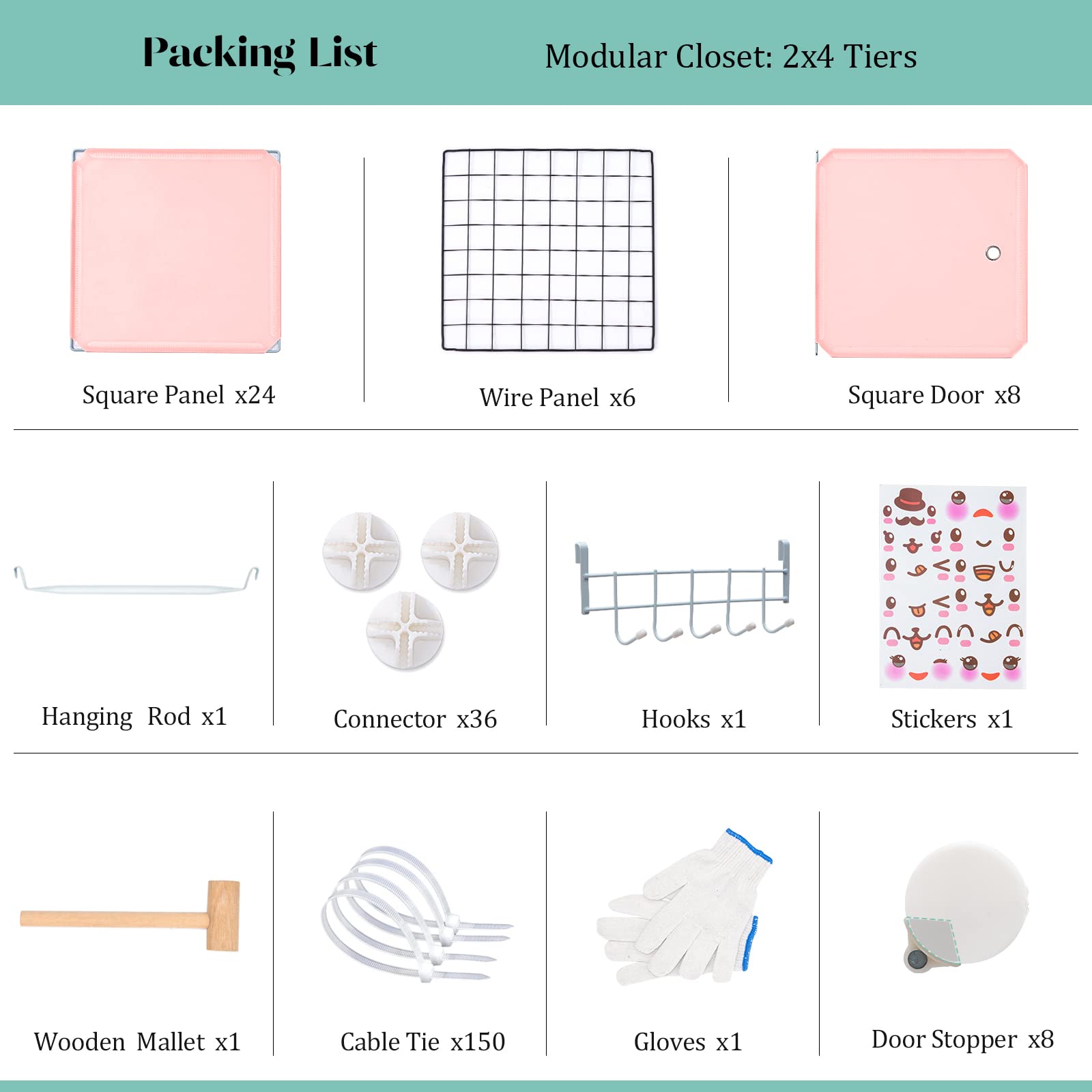Portable Wardrobe Closet for Hanging Clothes, Bedroom Armoire with Doors