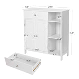 Bathroom Floor, Freestanding Storage Cabinet with Drawer, 3 Open Compartments,