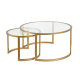 Mitera Round Nested Coffee Table in Brass