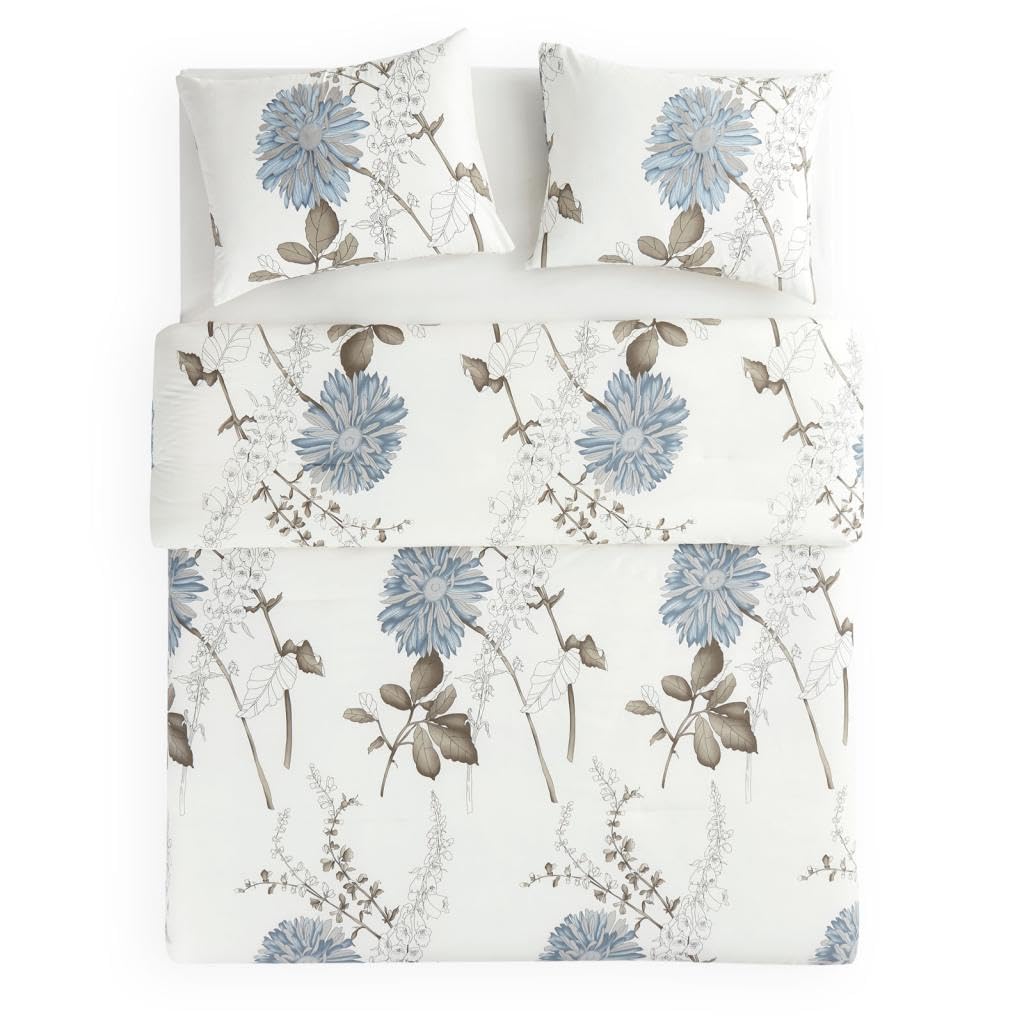 Floral Comforter Set - 100% Cotton Vintage Botanical Bedding