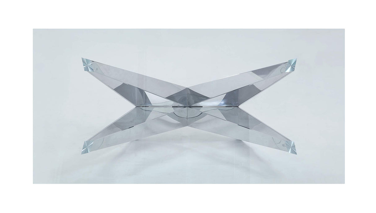 Dekel Dining Contemporary Styled Glass Table in Chrome Finish