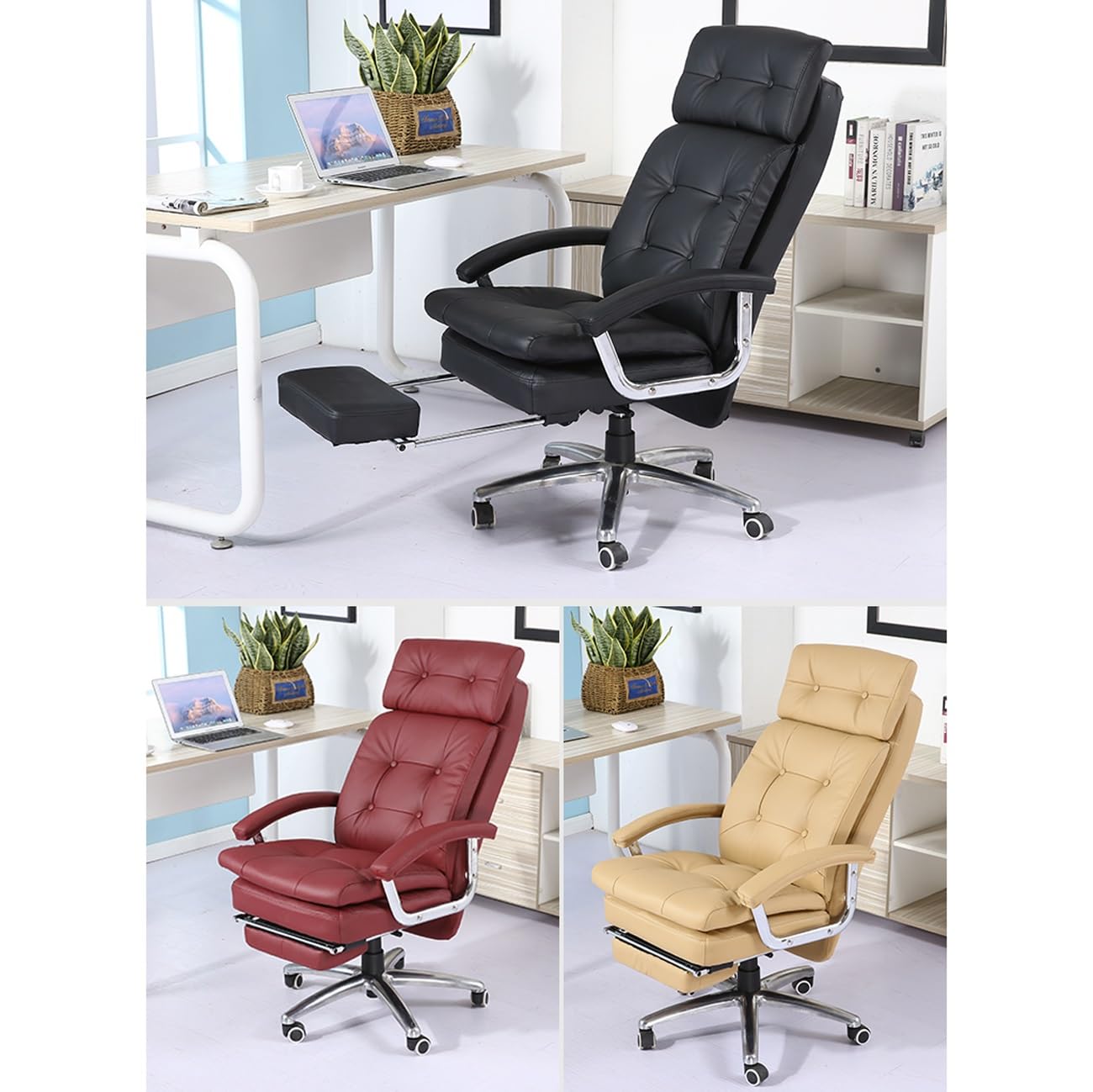 Ergonomic Office Chair, Sedentary Comfortable Cow Leather Executive Chair Boss Chairs