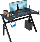 47 Inch Gaming Desk PC Carbon Fiber Table Ultimate Gamer Workstation with Cup Holder