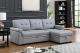 Lexi 83.5" W Gray Vegan Leather Modern Reversible Sleeper Sectional Sofa with Storage