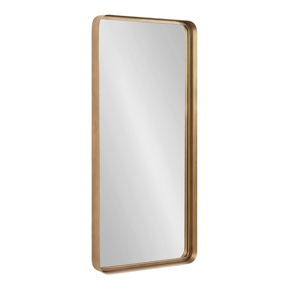 Armenta Modern Soft Rectangle Metal Framed Mirror, 20 x 42, Gol