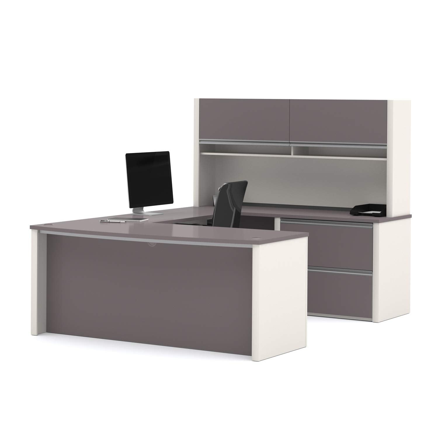 Connexion U-Shaped Executive Desk with Lateral File Cabinet and Hutch, 72W