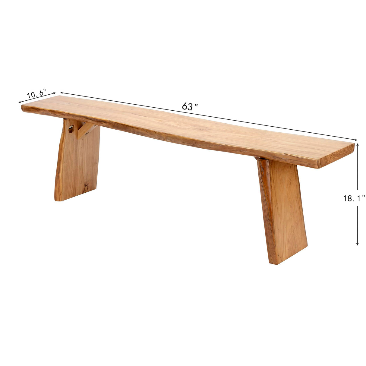 5ft Long Solid Wood Dining Bench Live Edge Wooden Bench