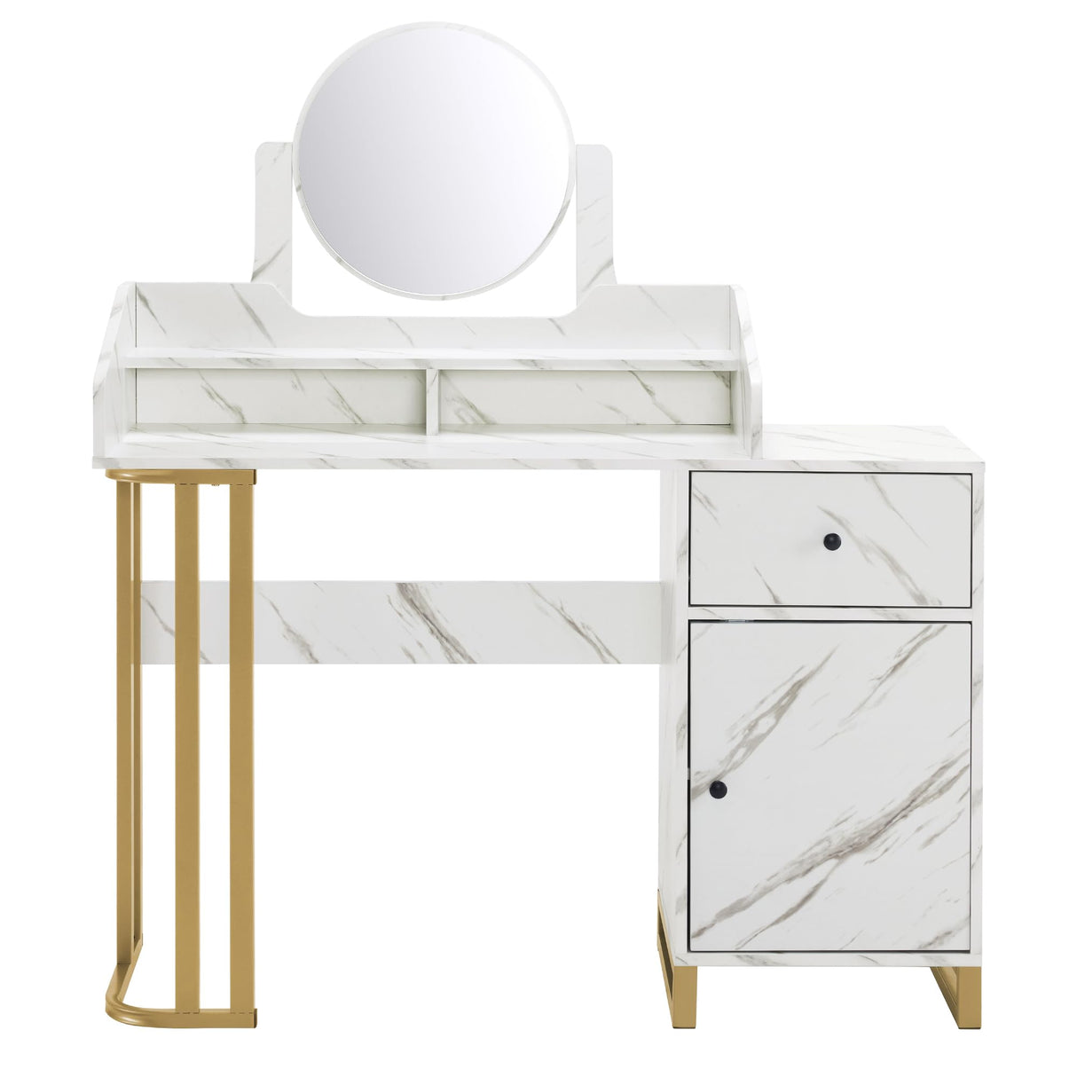 Light Luxury Dressing Table with Storage Cabinet, Modern Vanity Desk with Drawer