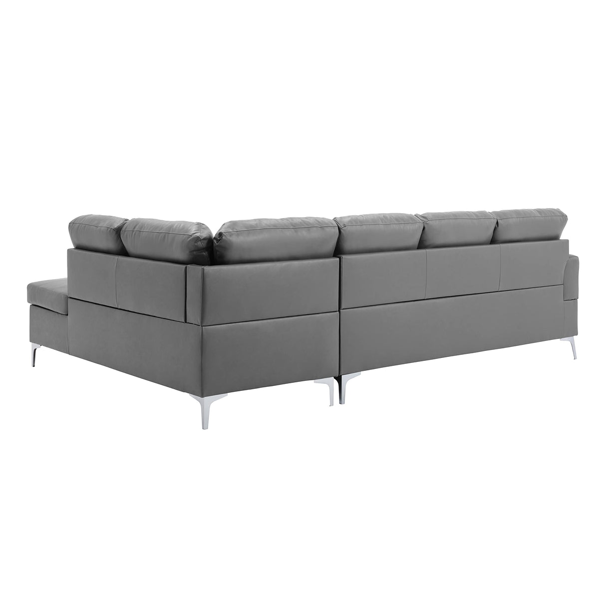 Dani 2-Piece Faux Leather Tufted Sectional Sofa with Right Chaise, 110" x 78", Grey