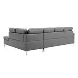 Dani 2-Piece Faux Leather Tufted Sectional Sofa with Right Chaise, 110" x 78", Grey