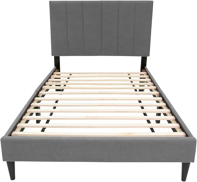 Modern Twin Size Bed Frame Linen Upholstered Platform Bed Frame