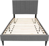 Modern Twin Size Bed Frame Linen Upholstered Platform Bed Frame