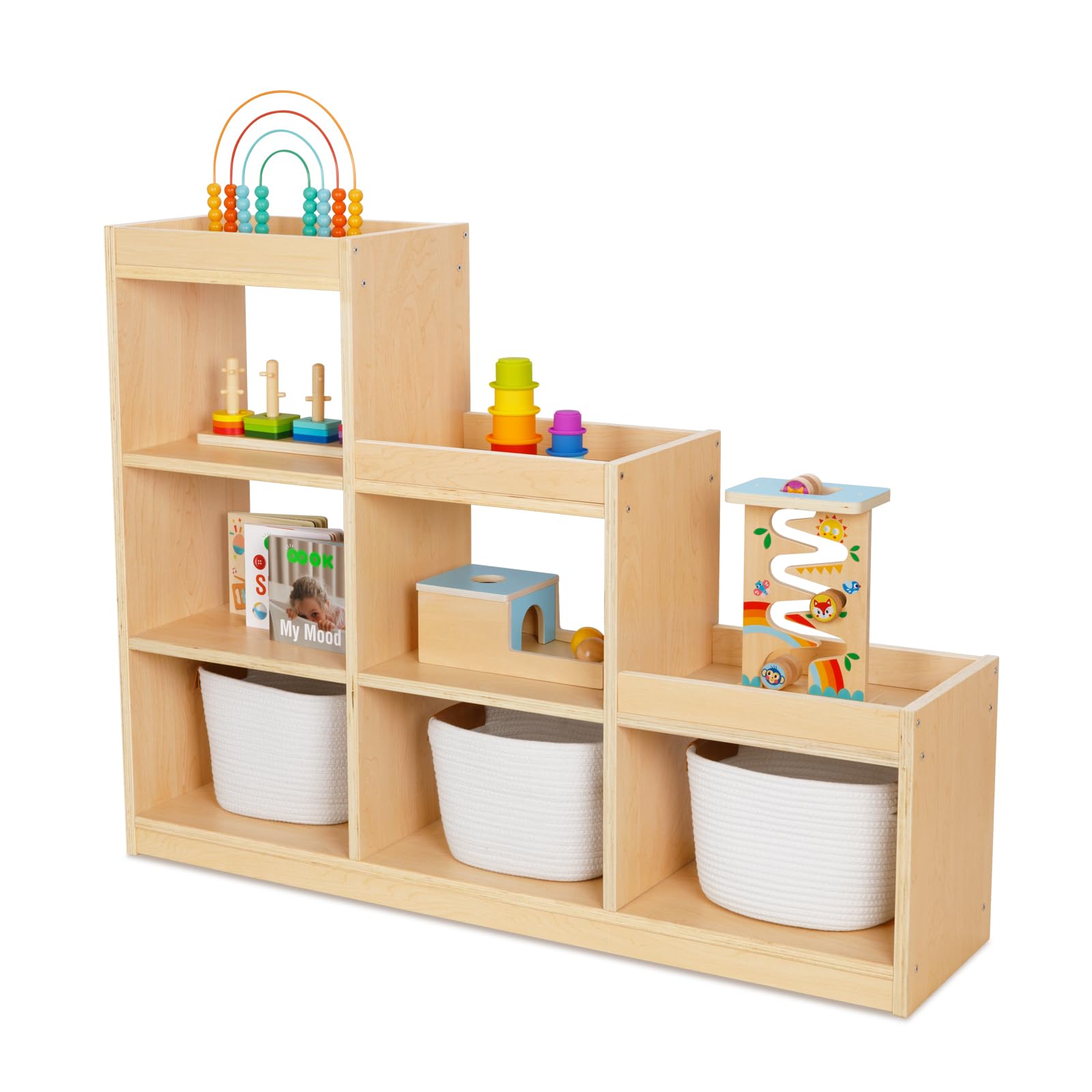 9 Cube Shelves Storage Cabinet, L Shaped Freestanding Ladder Corner Bookshelf