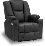 Electric Power Recliner Chair with Massage and Heat, Extended Footrest, USB Ports, 2