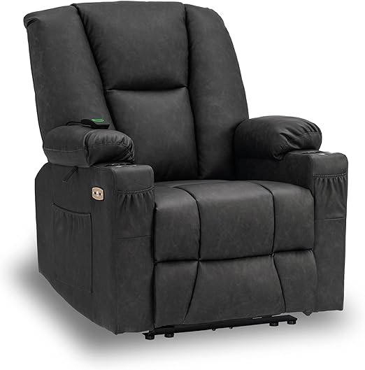 NovaPower Recliner – Heated Massage Chair with USB, Extended Footrest
