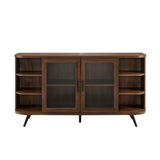 Willow Modern Fluted Door Curved End Sideboard, 58 Inch, Dark Walnut