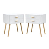 Night Stands Set of 2, Nightstand with Drawer,Modern Accent Side Bedside Tables Nightstands, Wood Mid Century End Table,Storage Cabinet,Dresser,Vanity Dressing Table for Bedroom (White 2pcs)