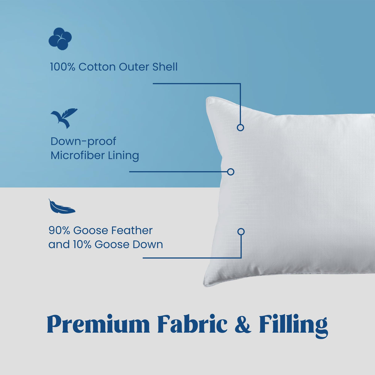 Goose Feather Down Pillows, Bed Pillows for Sleeping