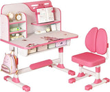 Height Adjustable Vanity Table and Chair Set,Ergonomic Design Study Desk for Children