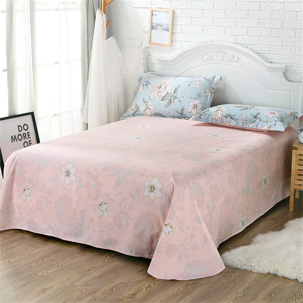 Shabby Pink Blue Floral Bedding Sets Cotton Duvet Cover Set 4-Piece Queen Size