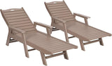 Outdoor Chaise Lounge Chair Set of 2 with Wheels & Cup Holder