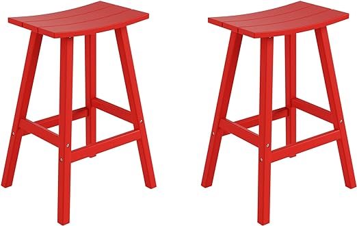 Malibu 29 Inch Outdoor Bar Stools, All Weather Resistant Poly Lumber Adirondack Bar