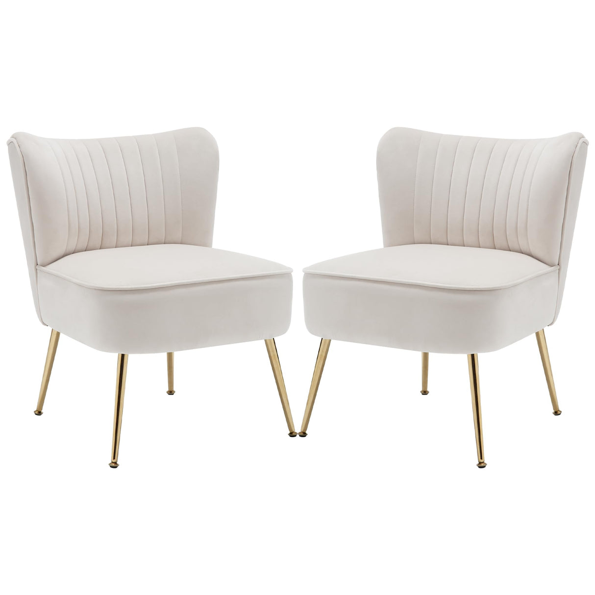 Accent Chairs Set of 2, Velvet Armless Living Room Chairs with Tufted Wingback Thicken