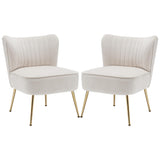 Accent Chairs Set of 2, Velvet Armless Living Room Chairs with Tufted Wingback Thicken