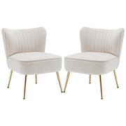 Accent Chairs Set of 2, Velvet Armless Living Room Chairs with Tufted Wingback Thicken