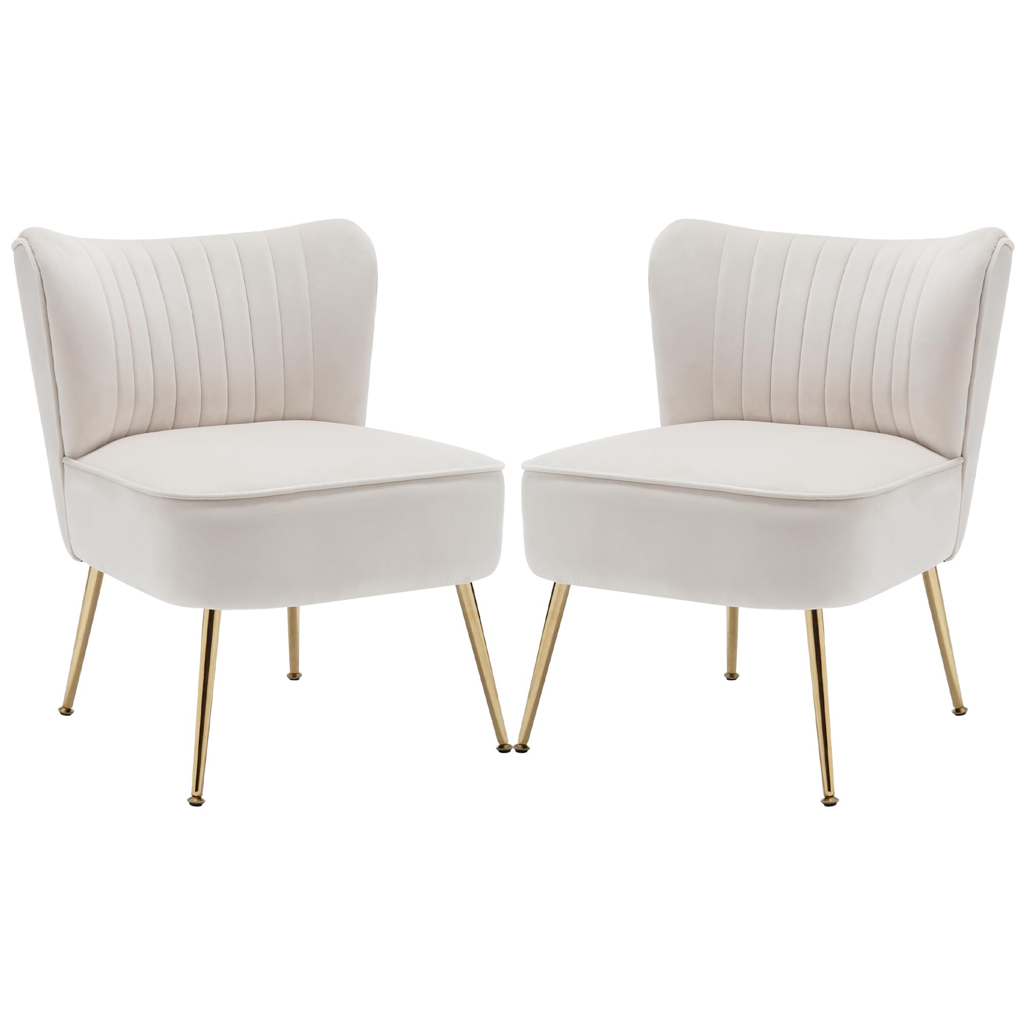 Accent Chairs Set of 2, Velvet Armless Living Room Chairs with Tufted Wingback Thicken