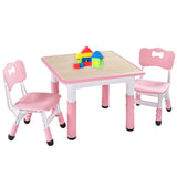 Kids Table and 2 Chairs Set, Height Adjustable Toddler Table and Chair Set for Ages 3-8